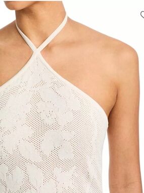 AQUA Placed Crochet Halter Top Size xs